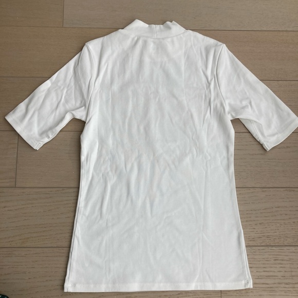 Uniqlo Cotton Mock Neck Shirt White | XS - Picture 2 of 4